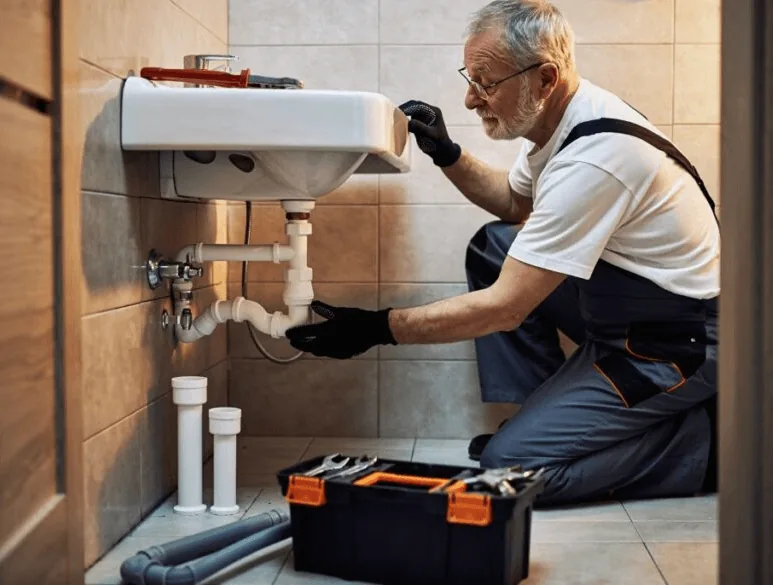 Sanitärtechniker bei der Arbeit